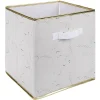 Gifi Rangement|Panière Box Cube effet marbre 31x29x31cm blanc et doré