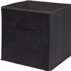 Gifi Rangement|Panière Box Cube effet velours 31x29x31cm noir