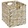 Gifi Rangement|Panière Box Cube jacinthe d'eau naturel et blanc