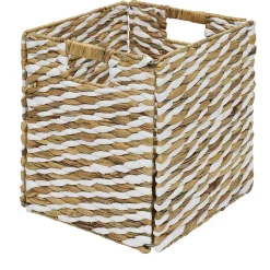 Gifi Rangement|Panière Box Cube jacinthe d'eau naturel et blanc