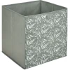 Gifi Rangement|Panière Box Cube motif floral vert et blanc 31x29x31cm