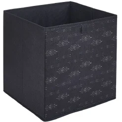 Gifi Rangement|Panière Box Cube symbole traits horizontaux noirs et blanc 31x29x31cm