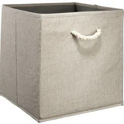 Gifi Rangement|Panière Box Cube tissé beige avec anse en corde