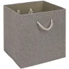 Gifi Rangement|Panière Box Cube tissé gris avec anse en corde