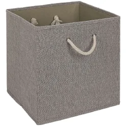 Gifi Rangement|Panière Box Cube tissé gris avec anse en corde