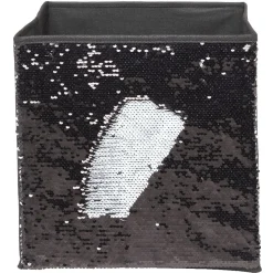 Gifi Rangement|Panière Box Cube 31x29x31cm sequins noir