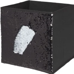 Gifi Rangement|Panière Box Cube 31x29x31cm sequins noir