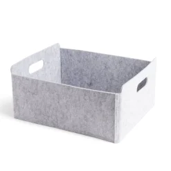 Gifi Rangement|Panière coton effet feutrine 34x28x16cm gris
