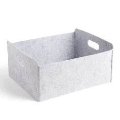 Gifi Rangement|Panière coton effet feutrine 34x28x16cm gris