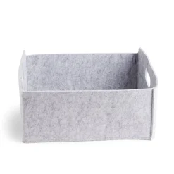 Gifi Rangement|Panière coton effet feutrine 31x25x15cm gris