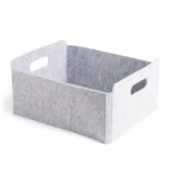 Gifi Rangement|Panière coton effet feutrine 31x25x15cm gris