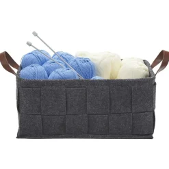 Gifi Rangement|Panière déco feutrine tressée gris anthracite x4