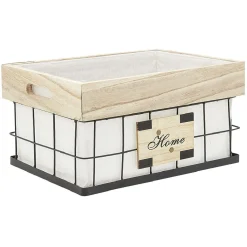 Gifi Rangement|Panière déco naturel blanc et noir avec inscription Home L.35 cm