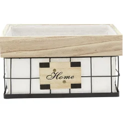 Gifi Rangement|Panière déco naturel blanc et noir avec inscription Home L.35 cm