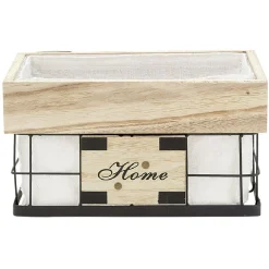 Gifi Rangement|Panière déco naturel blanc et noir avec inscription Home L.30 cm