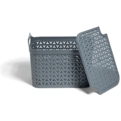 Gifi Rangement|Panière de rangement avec couvercle 14L plastique vert