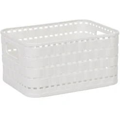 Gifi Entretien Du Linge|Panière de rangement blanche effet tressé 2 L