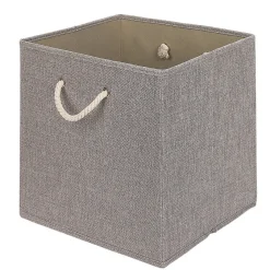 Gifi Rangement|Panière de rangement Box Cube décor lin avec anses