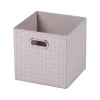 Gifi Rangement|Panière de rangement carrée motif triangle beige et blanc