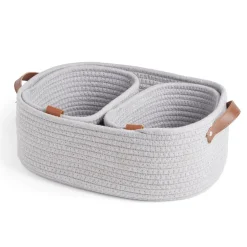 Gifi Rangement|Panière de rangement coton tressé rose 22x16xH11cm - petit modèle