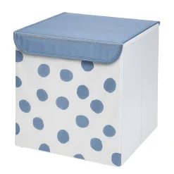 Gifi Rangement|Panière de rangement enfant blanc pois bleus