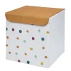 Gifi Rangement|Panière de rangement enfant blanc pois multicolore