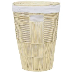 Gifi Rangement|Panière de rangement Gina imitation rotin plastique beige Ø40xH55cm