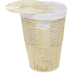 Gifi Rangement|Panière de rangement Gina imitation rotin plastique beige Ø40xH55cm