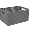 Gifi Entretien Du Linge|Panière de rangement grise effet tressé 18 L