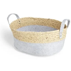 Gifi Rangement|Panière de rangement jacinthe d'eau et feutrine gris clair 37x27xH15cm