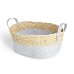 Gifi Rangement|Panière de rangement jacinthe d'eau et feutrine gris clair 37x27xH15cm