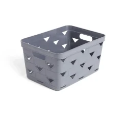 Gifi Rangement|Panière de rangement plastique gris 29,5x21,5xH16cm - modèle moyen