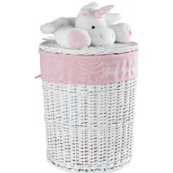 Gifi Rangement|Panière de rangement ronde enfant licorne blanc rose 37 cm
