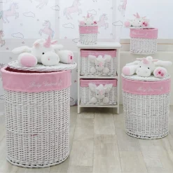 Gifi Rangement|Panière de rangement ronde enfant licorne blanc rose 37 cm