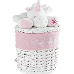 Gifi Rangement|Panière de rangement ronde enfant licorne blanc rose 18 cm