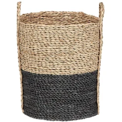Gifi Rangement|Panière de rangement ronde en fibre de maïs noir naturel taille M
