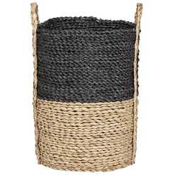 Gifi Rangement|Panière de rangement ronde en fibre de maïs noir naturel taille S