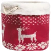Gifi Rangement|Panière de rangement style chaussette de Noël rouge et blanc Ø35xH35cm