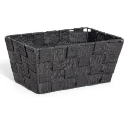 Gifi Rangement|Panière de rangement tissu tressé noir 21,5x14xH10cm