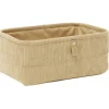 Gifi Aménagement Salle De Bain^Panière de rangement velours côtelé beige - 27,6x20xH12 cm