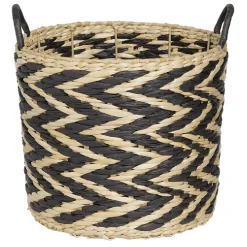 Gifi Rangement|Panière design chevrons noir naturel Ø30xH26 cm - ZEBRA