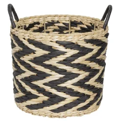 Gifi Rangement|Panière design chevrons noir naturel Ø25xH23 cm - ZEBRA