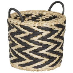 Gifi Rangement|Panière design chevrons noir naturel Ø25xH23 cm - ZEBRA