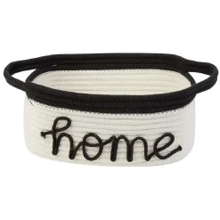 Gifi Rangement|Panière en coton inscription home blanc et noir