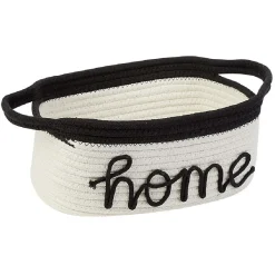 Gifi Rangement|Panière en coton inscription home blanc et noir