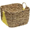 Gifi Rangement|Panière en Jonc de mer bicolore jaune naturel avec 2 anses taille M