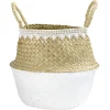Gifi Rangement|Panière en jute blanc naturel décor dentelle Ø28xH25 cm