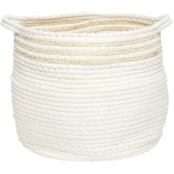Gifi Rangement|Panière en jute et coton blanc 38 x 33 x H.31 cm