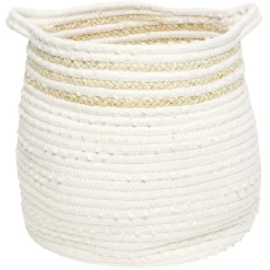 Gifi Rangement|Panière en jute et coton blanc 31 x 25 x H.27 cm