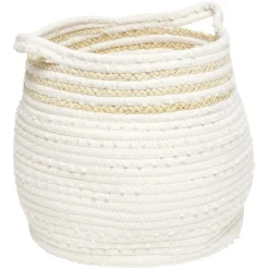 Gifi Rangement|Panière en jute et coton blanc 31 x 25 x H.27 cm